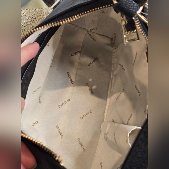 Bebe L.A Emmet Black & Gold Hobo Bag - Picture 10 of 13